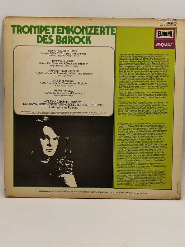 TROMPETEN KONZERTE DES BAROCK UZUN CALAR 33 DEVİR LP PLAK ORJİNAL KABINDA ORJİNAL BASKISIDIR