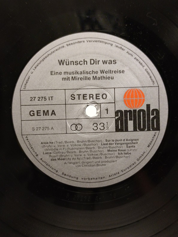 WÜNSCH DİR WAS UZUN CALAR 33 DEVİR LP PLAK ORJİNAL KABINDA ORJİNAL BASKISIDIR