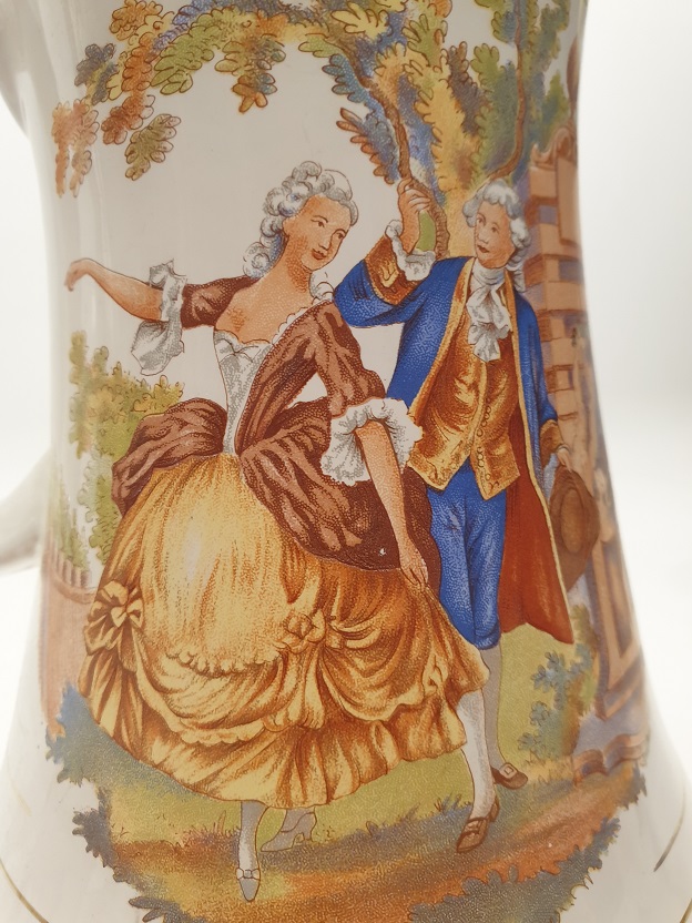 BARON SÜRAHİ VE 6 ADET KULPLU KUPA PARÇA İÇKİ TAKIMI AGIZ VE KULP ALTIN EL CEKME ÜZERLERİ RESİMLİ