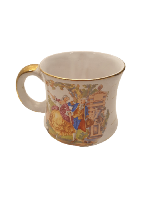 BARON SÜRAHİ VE 6 ADET KULPLU KUPA PARÇA İÇKİ TAKIMI AGIZ VE KULP ALTIN EL CEKME ÜZERLERİ RESİMLİ