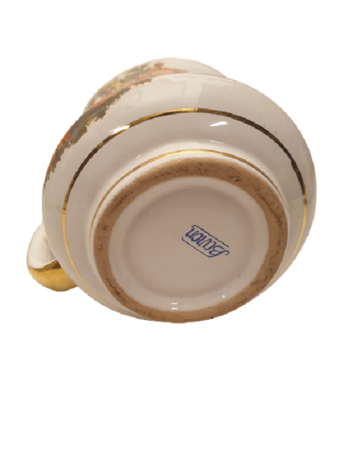 BARON SÜRAHİ VE 6 ADET KULPLU KUPA PARÇA İÇKİ TAKIMI AGIZ VE KULP ALTIN EL CEKME ÜZERLERİ RESİMLİ