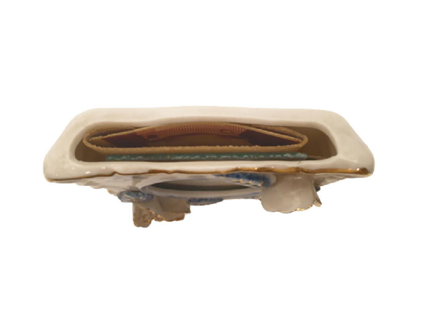 PORSELEN MASA ÜZERİ ÜÇLÜ OBJE KAPAKLI KALP & RESİM CERCEVESİ & MİNİ VAZO