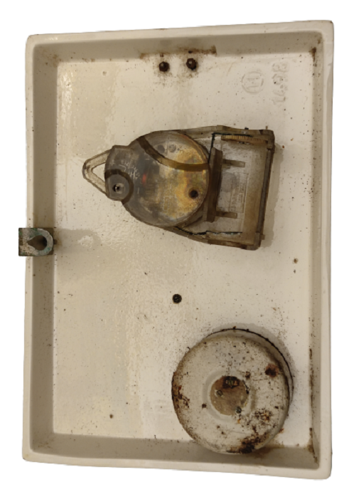 1960 ALMAN BADUF MARKA PORSELEN DİKDORTGEN FORMDA MAVİ BEYAZ MUTFAK DUVAR SAATİ