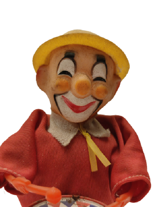 1950 KURMALI TENEKE DAVUL CALAN PALYACO OYUNCAK FİGÜR