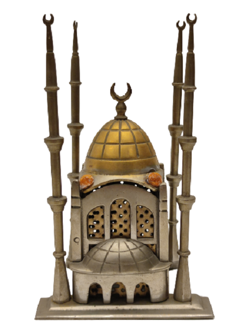 1960 EL YAPIM 4 MİNARELİ 12 ŞEREFELİ PİRİNC  CAMİ FİGÜR GECE LAMBASI