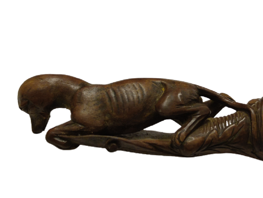 OSMANLI MEKTUP ACACAGI EL İŞİ ÜZERİNDE TAZI FİGÜRİŞLENMİŞ TAMAMEN  AHŞAP HERYERİ İŞLEMELİ