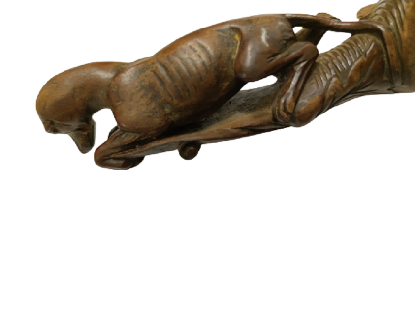 OSMANLI MEKTUP ACACAGI EL İŞİ ÜZERİNDE TAZI FİGÜRİŞLENMİŞ TAMAMEN  AHŞAP HERYERİ İŞLEMELİ