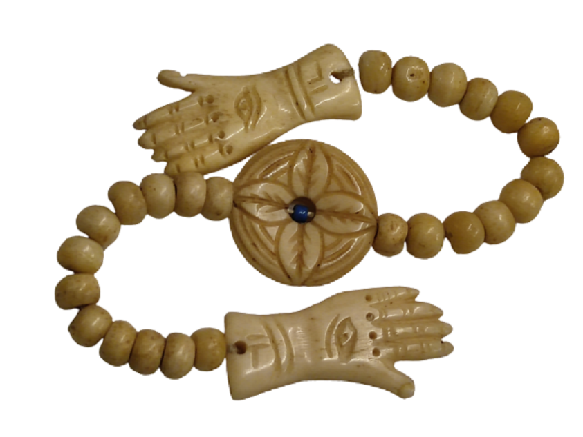 OSMANLI BEKTAŞİ ZAZA EL TESBİHİ 2 ADET FATİMA ELİ ORTADA BEKTAŞİ YILDIZI VARDIR KEMİK EL YAPIMI