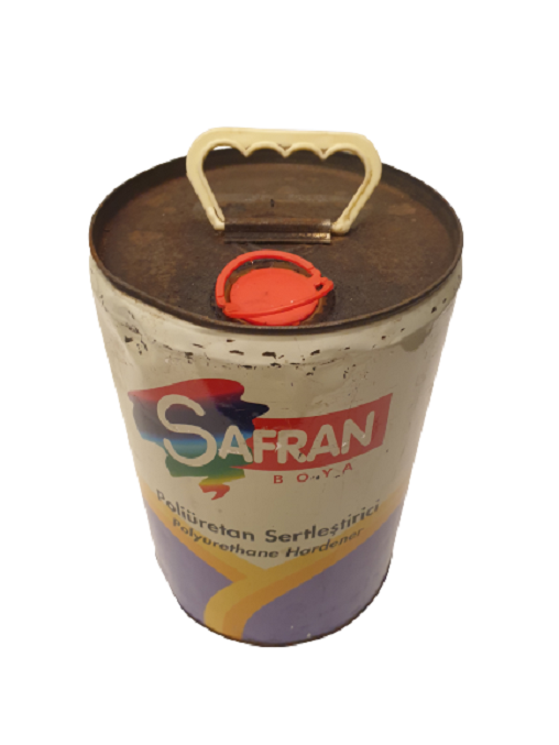 TENEKE ÜZERİ BASKILI KUTUSUNDA SAFRAN BOYA TENEKE KUTU POLİÜRETAN SERTLEŞTİRİCİ