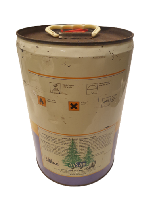 TENEKE ÜZERİ BASKILI KUTUSUNDA SAFRAN BOYA TENEKE KUTU POLİÜRETAN SERTLEŞTİRİCİ