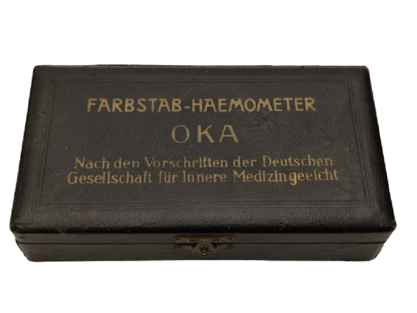 1950 FARBSTAB-HAEMOMETER OKA  ÜZERİ YAZILI ORJİNAL KUTUSUNDA KAN TEST CİHAZI 