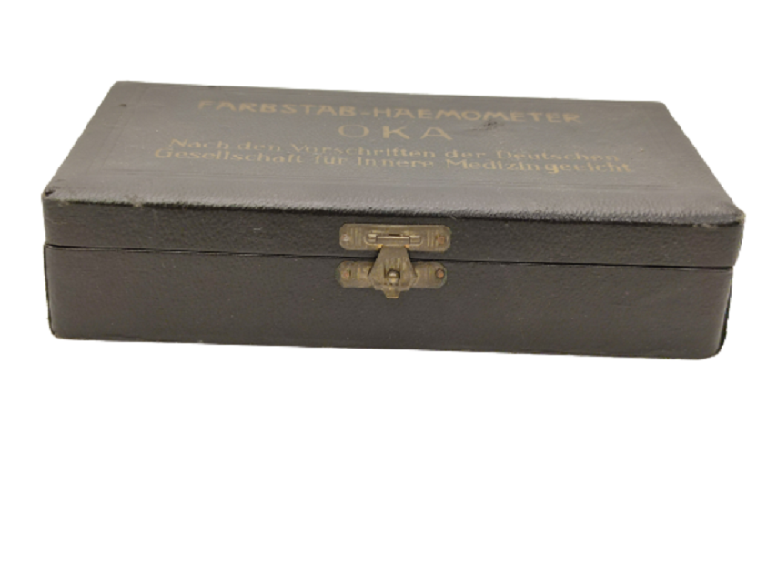 1950 FARBSTAB-HAEMOMETER OKA  ÜZERİ YAZILI ORJİNAL KUTUSUNDA KAN TEST CİHAZI 