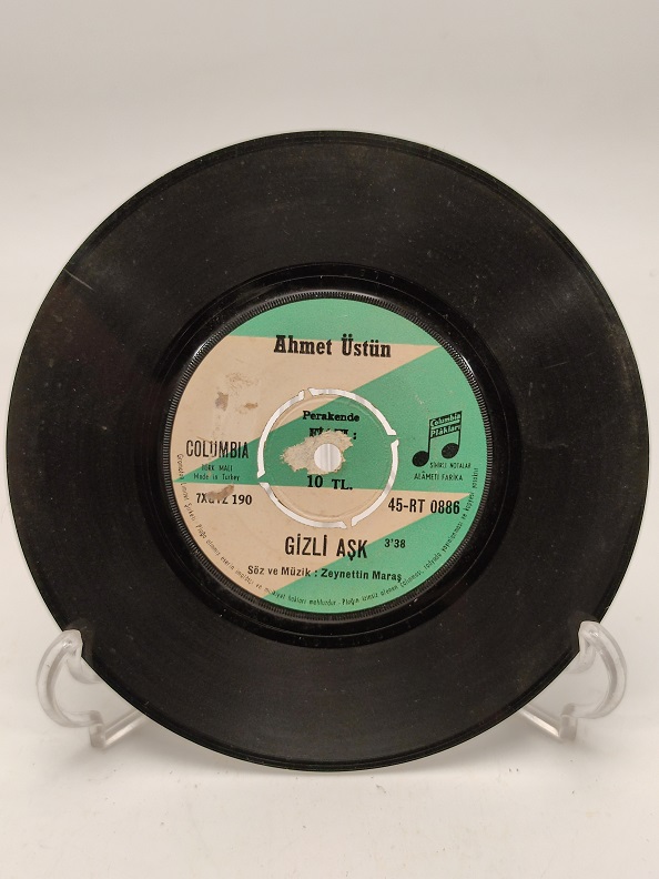 AHMET ÜSTÜN İNLEYEN NAĞMELER-GİZLİ AŞK 45 LİK YERLİ PLAK