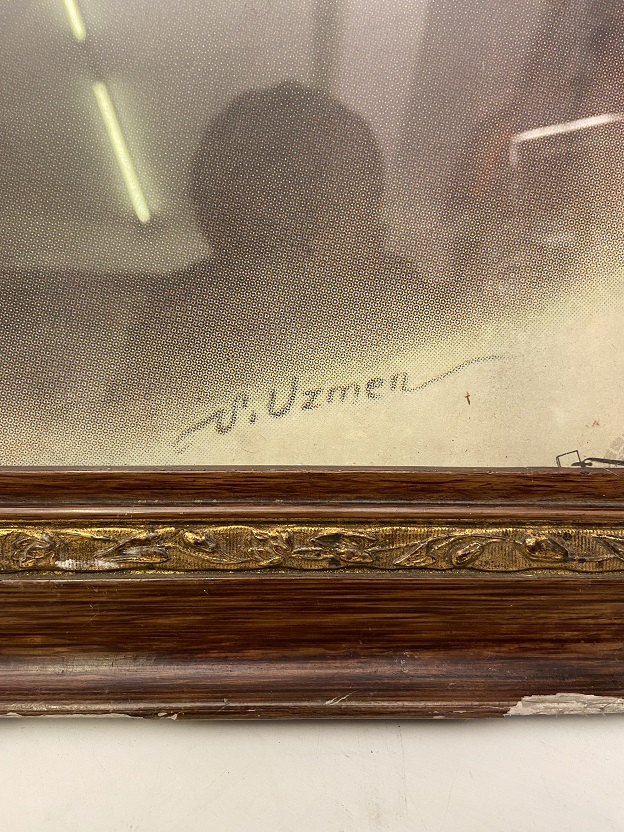 OFSET BASKI 1960 SANATÇI ÜZMEN  İMZALI İŞLEMELİ MUSTAFA KEMAL ATATÜRK TABLOSU