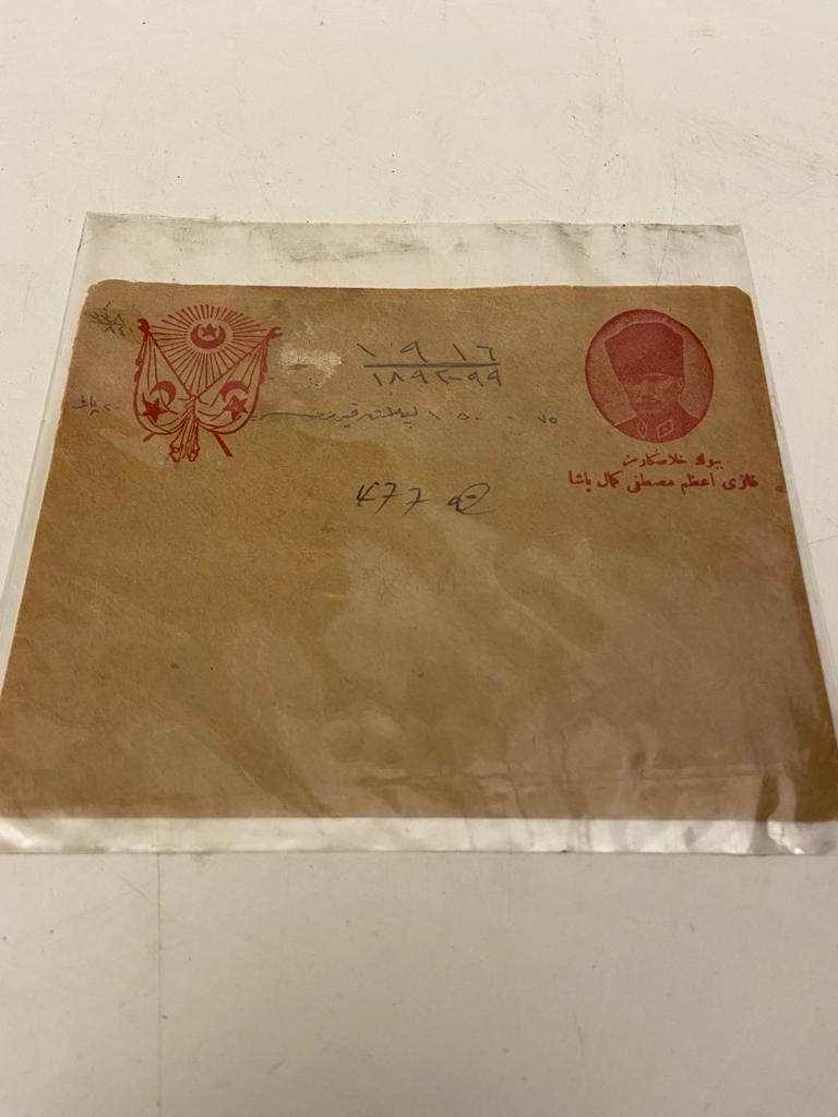 MUSTAFA KEMAL ATATÜRK OSMANLI BASKILI ASKERİ YAZIŞMALARDA KENDİSİNİN KULLANDIGI ÖZEL ANTETLİ ZARF 