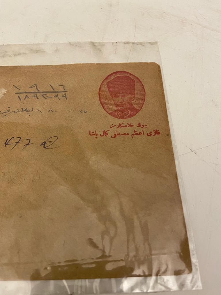 MUSTAFA KEMAL ATATÜRK OSMANLI BASKILI ASKERİ YAZIŞMALARDA KENDİSİNİN KULLANDIGI ÖZEL ANTETLİ ZARF 