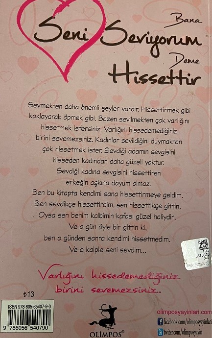 MİRAÇ ÇAĞRI AKTAŞ BANA SENİ SEVİYORUM DEME HİSSETTİR KİTAP