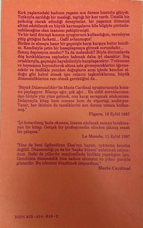 MARIE CARDINAL BÜYÜK DÜZENSİZLİKLER KİTAP