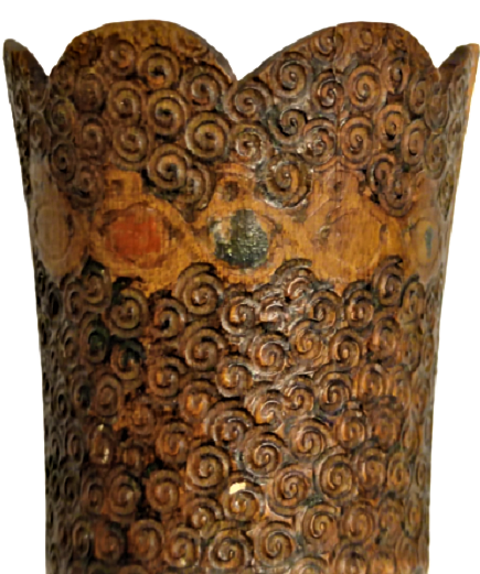 OSMANLI KOK BOYA EL YAPIM TEKKE İŞİ AHŞAP EL YAPIM MEVLEVİ SEMBOLLU VAZO 