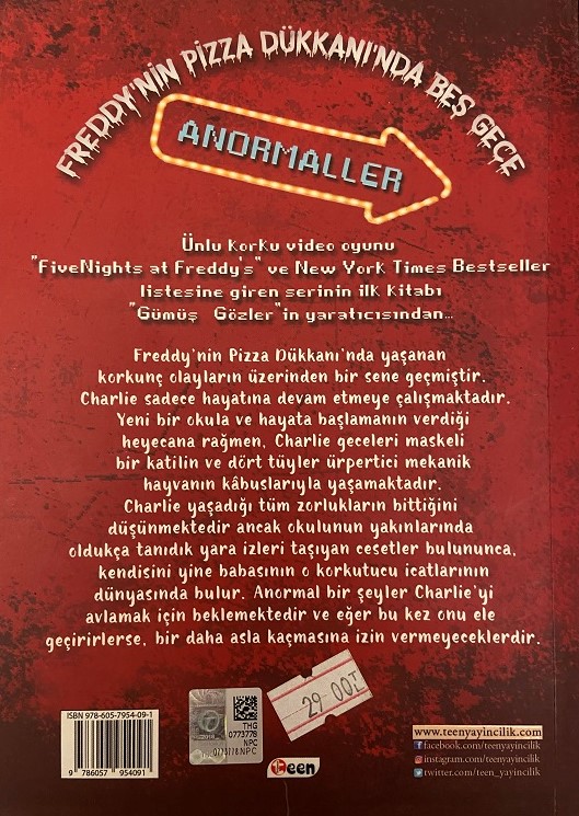 SCOTT CAWTHON FREDDY'NİN PİZZA DÜKKANINDA 5 GECE ANORMALLER KİTAP
