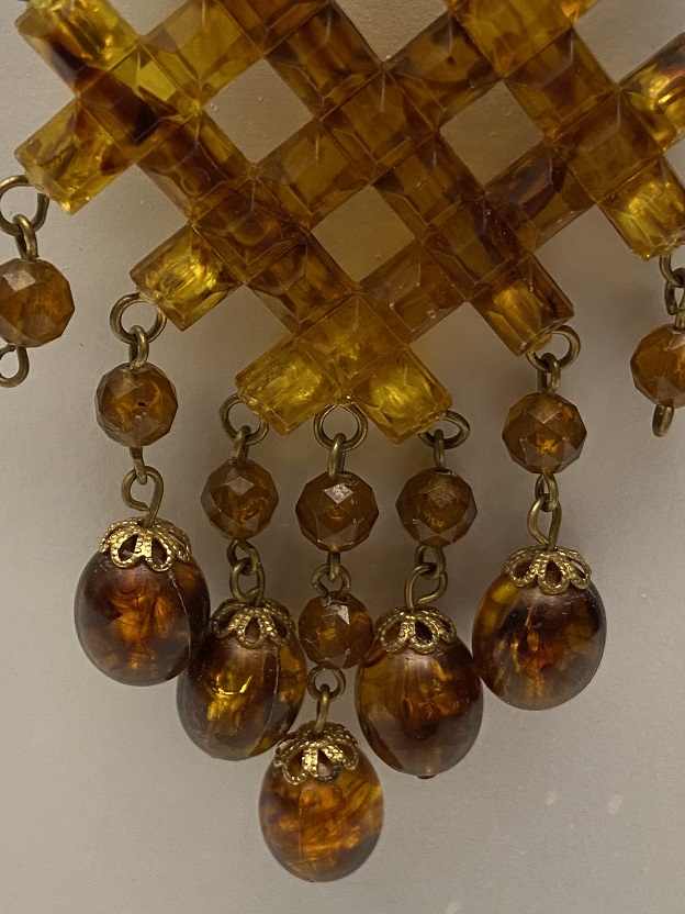 1960 ÖZEL TASARIM LUKSÖR BAL RENK RETRO KOLYE