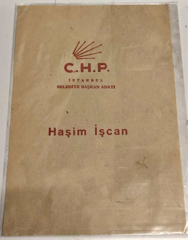  1963 C.H.P. CUMHURİYET HALK PARTİSİ İSTANBUL BELEDİYE BAŞKAN ADAYI HAŞİM İŞCAN BAŞKANLIK TANITIMI EL İLANI