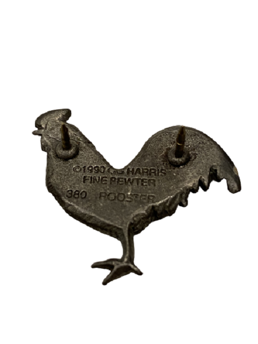 1990 GG HARRİS FINE PEWTER ROOSTER HOROZ TEMALI YAKA ROZET