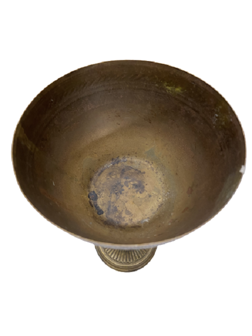 1910 BRONZ KAİDELİ KUPA KISMI KALEM İŞİ SUSLEMELİ BAŞIDA KUPA TAŞIYAN KADIN FORMUNDA