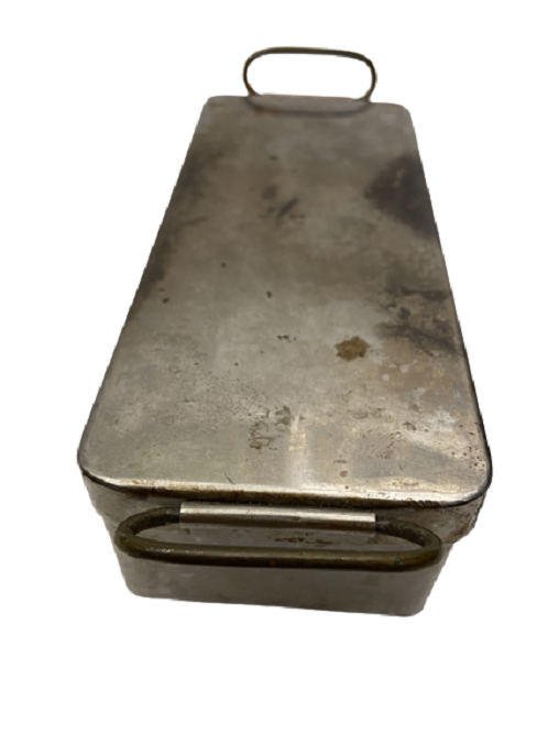 1950 PİRİNC KROM KAPLAMA METAL TIBBI STERİL KAPAKLI KULPLU KUTU OCAK ÜZERİNDE KULLANILAN