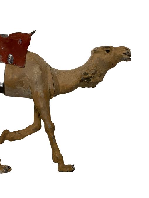 KURŞUN DÖKÜM EL BOYOMA HÖRGÜCLÜ EGER KUŞANMIŞ YÜRÜYEN DEVE FİGÜRÜ 