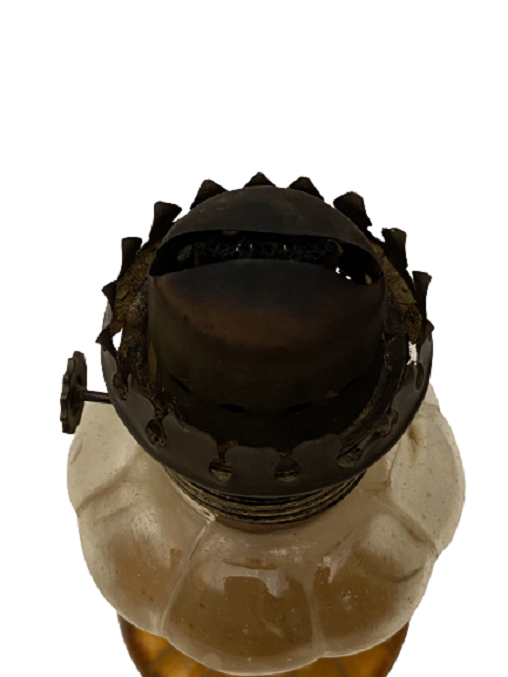 CAM HAZNELİ UZUN BURGULU FİTİLLİ, MAKİNELİ  ŞİŞESİ ÜZERİNDE GAZ LAMBASI