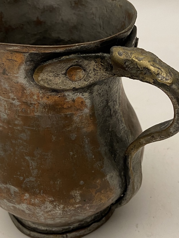 OSMANLI EL İŞİ DÖVME BAKIR PİRİNC KULPLU AYRAN İÇİLEN MAŞRAPA