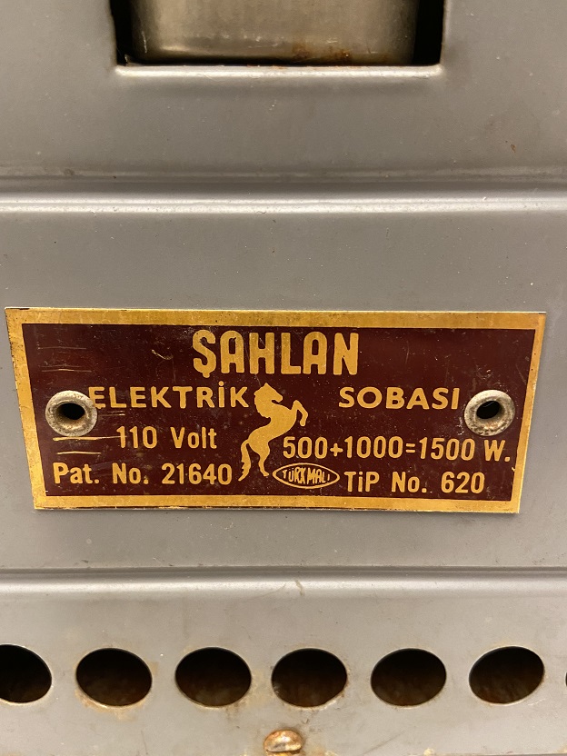 1960 METAL KASA 110 VOLT CİFT TAŞ CUBUK ÜZERİNE SARILMIŞ 1500 WAT TEL ŞAHLAN ELEKTRİK SOBA