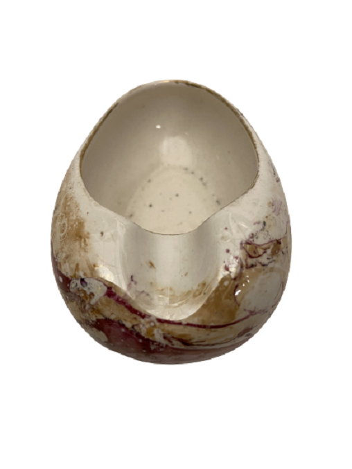 SÜMERBANK UFAK BOYDA BADEM ÜZERİ EL İLE  EBRU DALDIRMA BOYAMA PORSELEN KÜLLÜK 