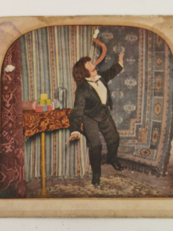 COPYRİGHT 1906 BY HERMAN KNUTZEN  STEREOSKOP RENKLİ CİZİM KART SİHİRBAZ KONULU