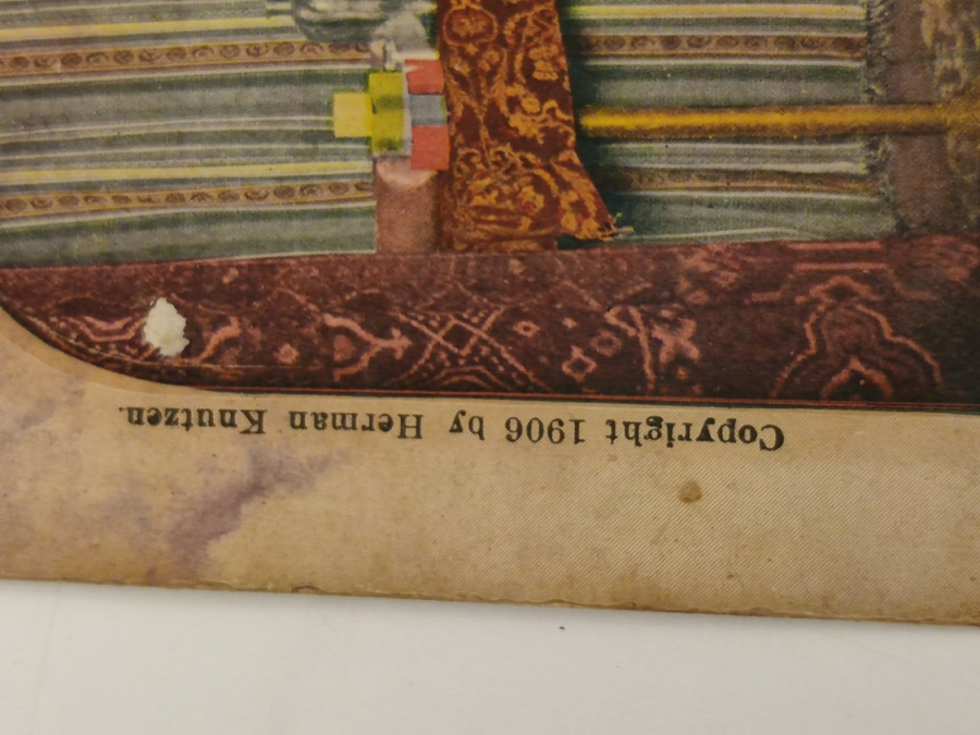 COPYRİGHT 1906 BY HERMAN KNUTZEN  STEREOSKOP RENKLİ CİZİM KART SİHİRBAZ KONULU