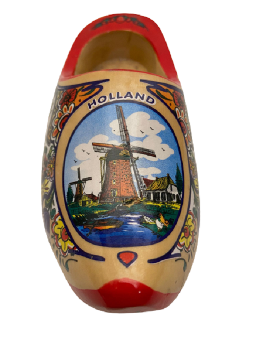 EL BOYAMA HOLLANDA  RESİMLİ TAHTA AYAKKABI FORMUNDA DUVARA ASMALI ELBİSE TEMİZLEME FIRÇASI