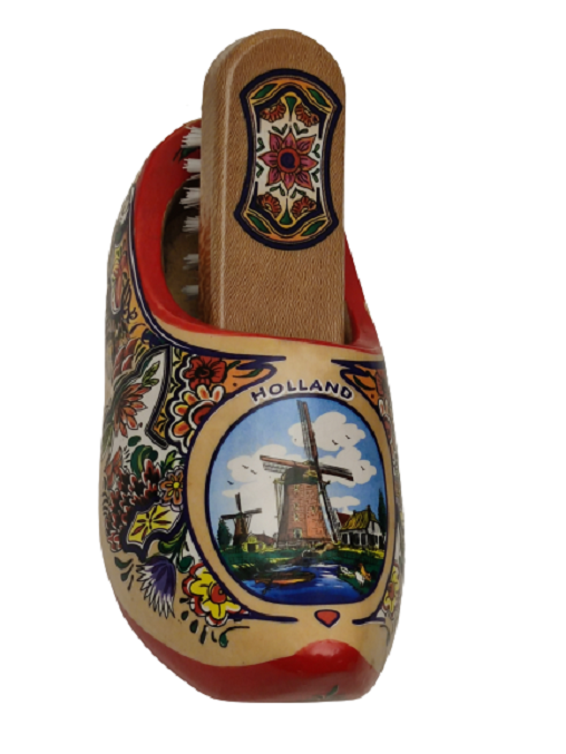 EL BOYAMA HOLLANDA  RESİMLİ TAHTA AYAKKABI FORMUNDA DUVARA ASMALI ELBİSE TEMİZLEME FIRÇASI