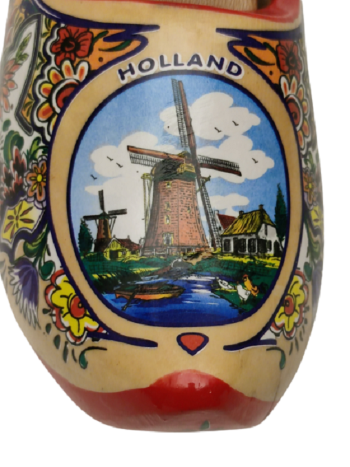 EL BOYAMA HOLLANDA  RESİMLİ TAHTA AYAKKABI FORMUNDA DUVARA ASMALI ELBİSE TEMİZLEME FIRÇASI