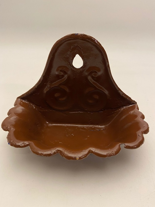 OSMANLI  METAL EMAYE KAHVERENGİ DUVARA ASILAN İÇERSİNE SABUN KOYULAN SABUNLUK