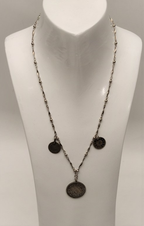 OSMANLI TUĞRALI 3 ADET GÜMÜŞ PARALI  ÖZEL TASARIM KOLYE 