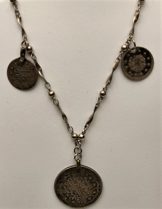 OSMANLI TUĞRALI 3 ADET GÜMÜŞ PARALI  ÖZEL TASARIM KOLYE 