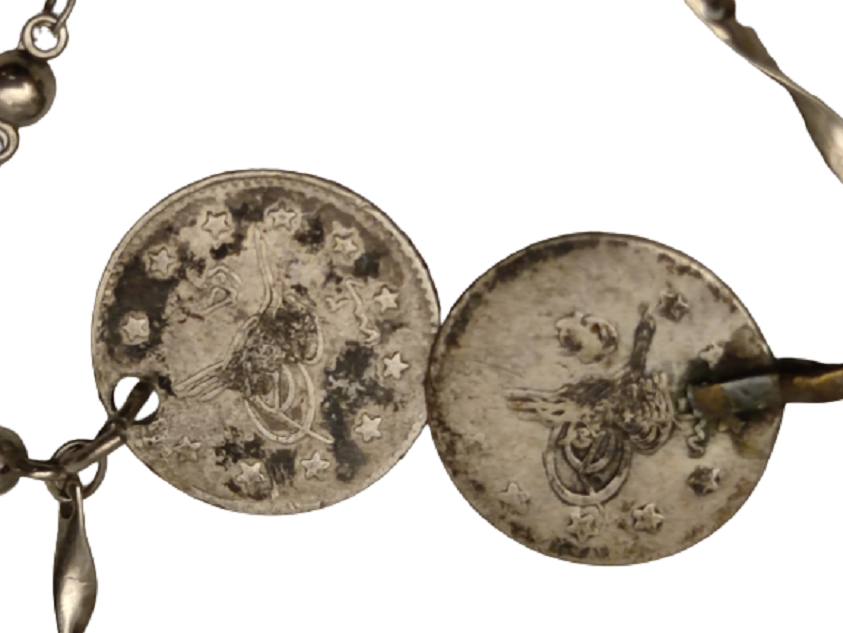 OSMANLI TUĞRALI 3 ADET GÜMÜŞ PARALI  ÖZEL TASARIM KOLYE 