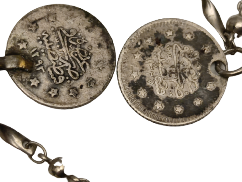 OSMANLI TUĞRALI 3 ADET GÜMÜŞ PARALI  ÖZEL TASARIM KOLYE 