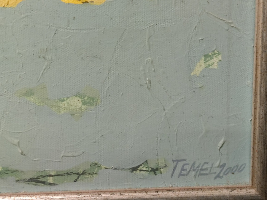 SANATCI RESSAM BURHAN TEMEL İMZALI TUVAL ÜZERİNE YAĞLI BOYA TABLO UYUYANLAR