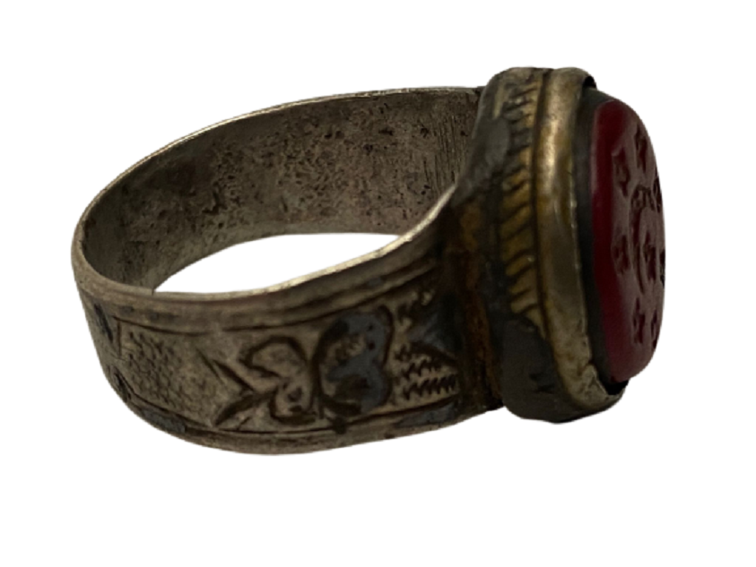 OSMANLI  YÜZÜK TAŞINA AY YILDIZ KAZILI TÜRK SİMGELİ GÜMÜŞ YÜZÜK 