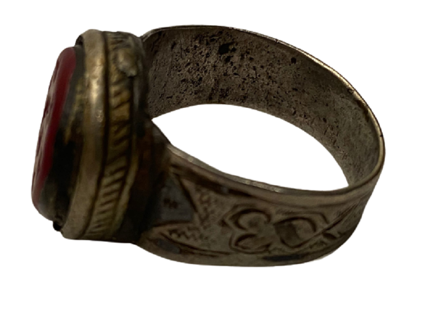 OSMANLI  YÜZÜK TAŞINA AY YILDIZ KAZILI TÜRK SİMGELİ GÜMÜŞ YÜZÜK 