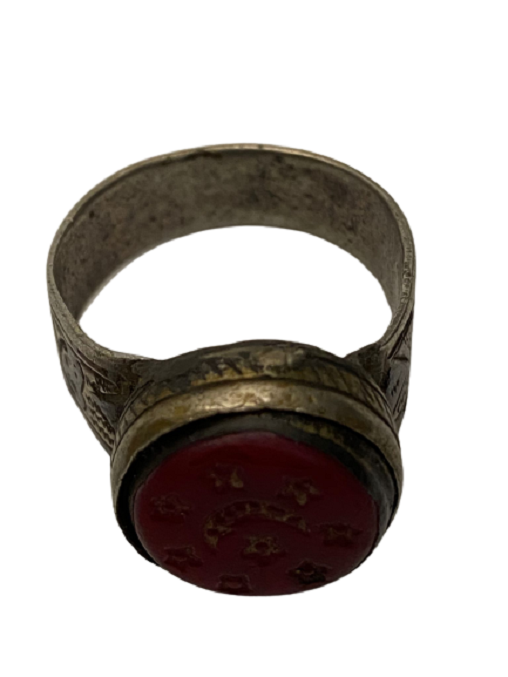 OSMANLI  YÜZÜK TAŞINA AY YILDIZ KAZILI TÜRK SİMGELİ GÜMÜŞ YÜZÜK 