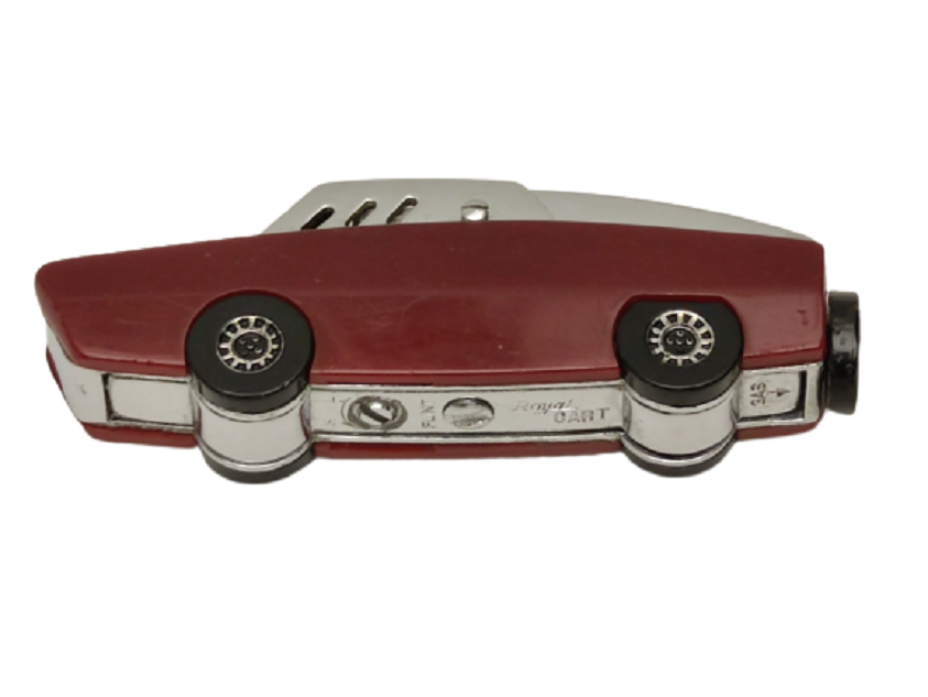 VINTAGE NİCE ROYAL CART LİGHTER GAZLI KIRMIZI ARABA  ŞEKLİNDE ÇAKMAK STEPNE KISMI CIKARILARAK GAZ BASILMAKTADIR