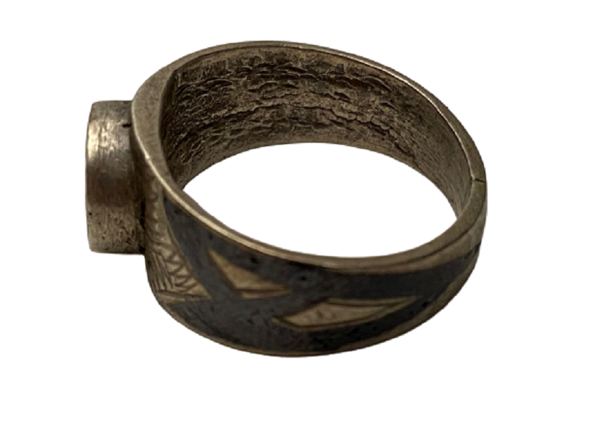 OSMANLI ÖZEL TASARIM ÜZERİ SAVATLI VE KALEM İŞLİ GÜMÜŞ DAVUT YILDIZI DESENLİ EL YAPIM TASARIM YÜZÜK